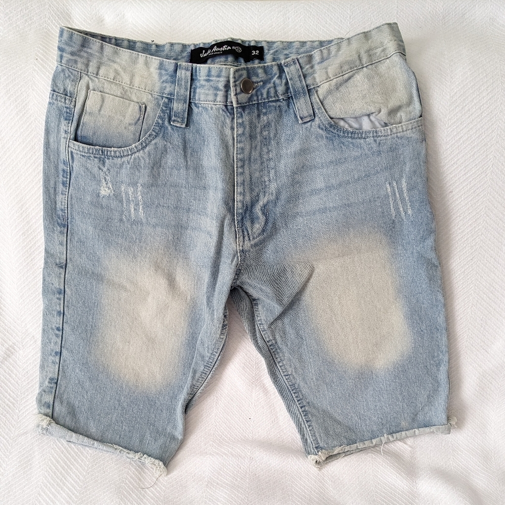 Men's Lt Blue Rip & Repair Jean Shorts